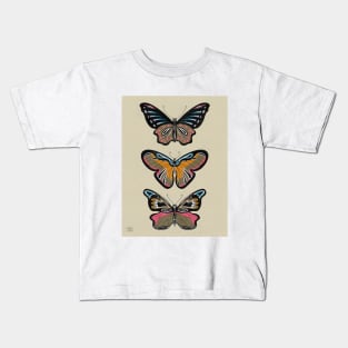 distressed botanical butterflies Kids T-Shirt